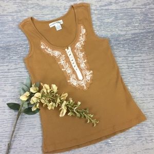 ☀️Bamboo  mustard Applique tank top